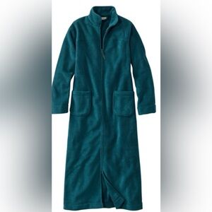 L.L.Bean Women's Winter Teal Fleece Robe, 2 Zip-Front M